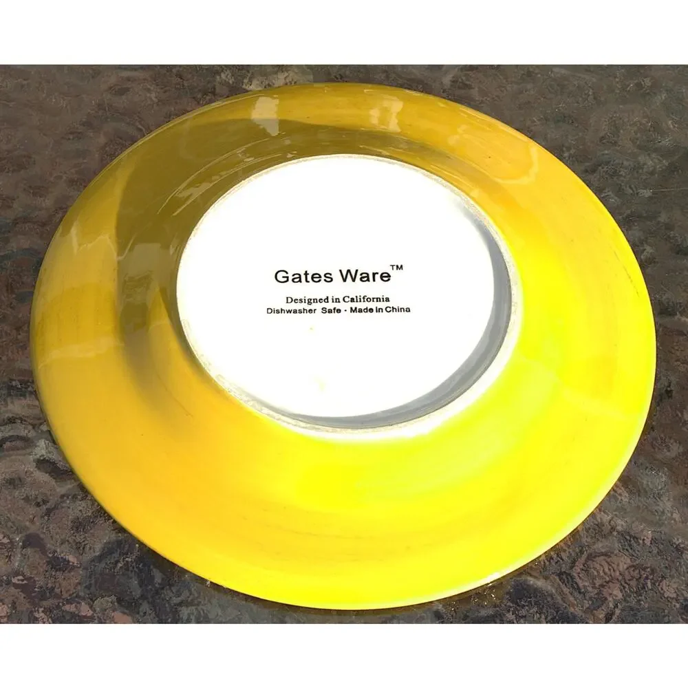 Gates Ware Rooster Dinner Plates Set of 5 Yellow Country Core Festive Farmhouse